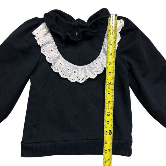 Janie and Jack Girls Black Eyelet Ruffle Sweatshirt Size 3 Casual - Picture 3 of 7